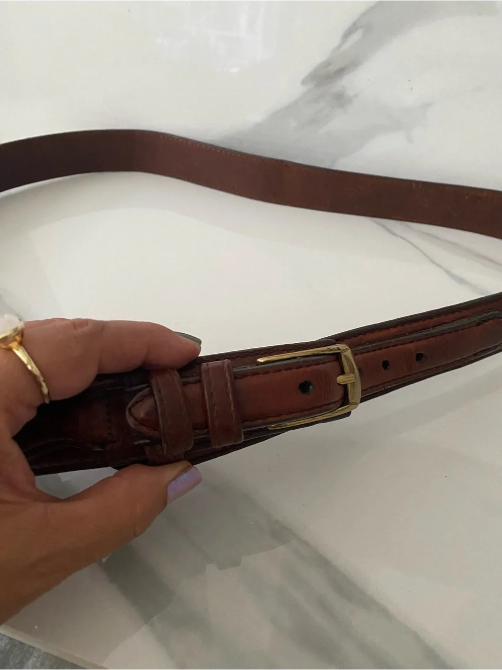 Lands’ End Bridle Strap Ranger Belt in Oak Bark Made In USA Cowboy Western